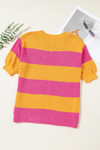 Load image into Gallery viewer, Color Block Round Neck Short Sleeve Knit Top