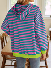 Load image into Gallery viewer, Lovelet Drawstring Striped Long Sleeve Hoodie