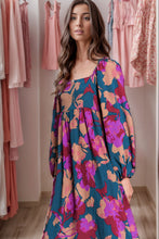 Load image into Gallery viewer, Square Neck Balloon Sleeve Midi Dress