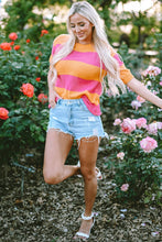 Load image into Gallery viewer, Color Block Round Neck Short Sleeve Knit Top
