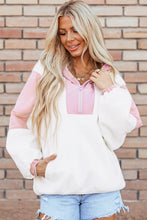 Load image into Gallery viewer, Color Block Half Zip Long Sleeve Hoodie