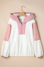 Load image into Gallery viewer, Color Block Half Zip Long Sleeve Hoodie