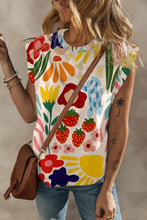 Load image into Gallery viewer, Printed Round Neck Cap Sleeve T-Shirt