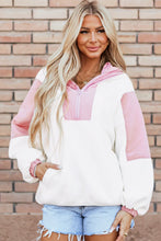 Load image into Gallery viewer, Color Block Half Zip Long Sleeve Hoodie