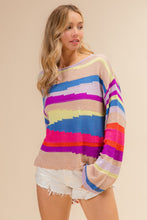 Load image into Gallery viewer, BiBi Multi Color Geometric Stripe Sweater