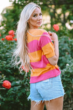 Load image into Gallery viewer, Color Block Round Neck Short Sleeve Knit Top