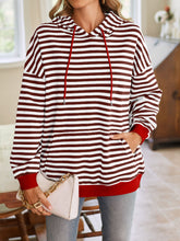 Load image into Gallery viewer, Lovelet Drawstring Striped Long Sleeve Hoodie