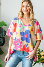Load image into Gallery viewer, HOPELY Full Size Floral V-Neck Side Slit T-Shirt