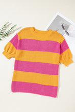 Load image into Gallery viewer, Color Block Round Neck Short Sleeve Knit Top