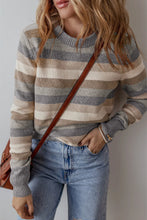Load image into Gallery viewer, Striped Round Neck Long Sleeve Sweater