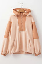 Load image into Gallery viewer, Color Block Half Zip Long Sleeve Hoodie