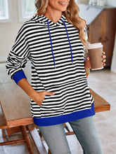 Load image into Gallery viewer, Lovelet Drawstring Striped Long Sleeve Hoodie