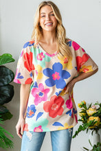 Load image into Gallery viewer, HOPELY Full Size Floral V-Neck Side Slit T-Shirt