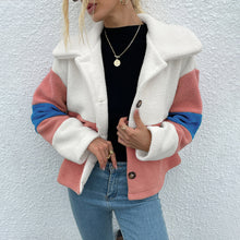 Load image into Gallery viewer, Shiny Color Block Button Down Collared Jacket
