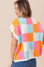 Load image into Gallery viewer, BiBi Flower Patch Checkered Sweater Vest
