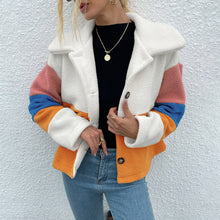 Load image into Gallery viewer, Shiny Color Block Button Down Collared Jacket
