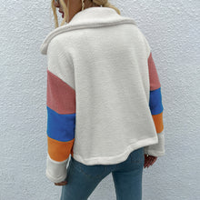 Load image into Gallery viewer, Shiny Color Block Button Down Collared Jacket
