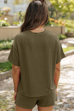 Load image into Gallery viewer, Round Neck Dropped Shoulder Top and Shorts Set
