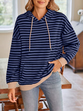 Load image into Gallery viewer, Lovelet Drawstring Striped Long Sleeve Hoodie
