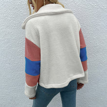 Load image into Gallery viewer, Shiny Color Block Button Down Collared Jacket
