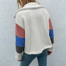 Load image into Gallery viewer, Shiny Color Block Button Down Collared Jacket
